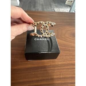 Authentic Chanel CC Gold Studded Cuff Bracelet